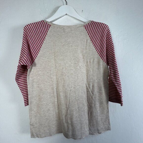 Gap Womens Gray Pink Striped 3/4 Sleeve Baseball Thermal Tee Top XS Casual - Picture 2 of 8
